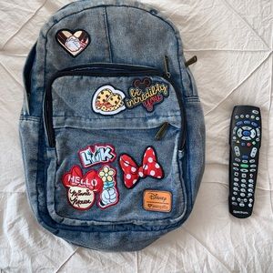 LOUNGEFLY distressed denim Disney backpack